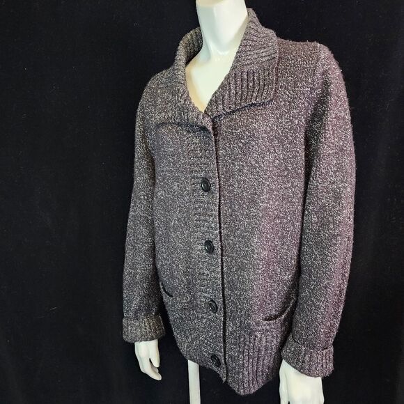 Karen Scott Gray & Black Button Down Cardigan (L) - Picture 1 of 5